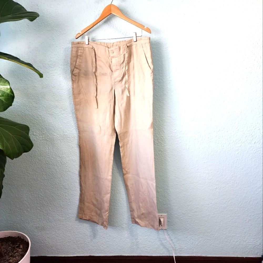 Toscano 100% linen side pockets pants